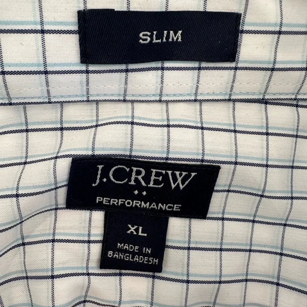 J. Crew White and Blue Plaid Button Down Shirt